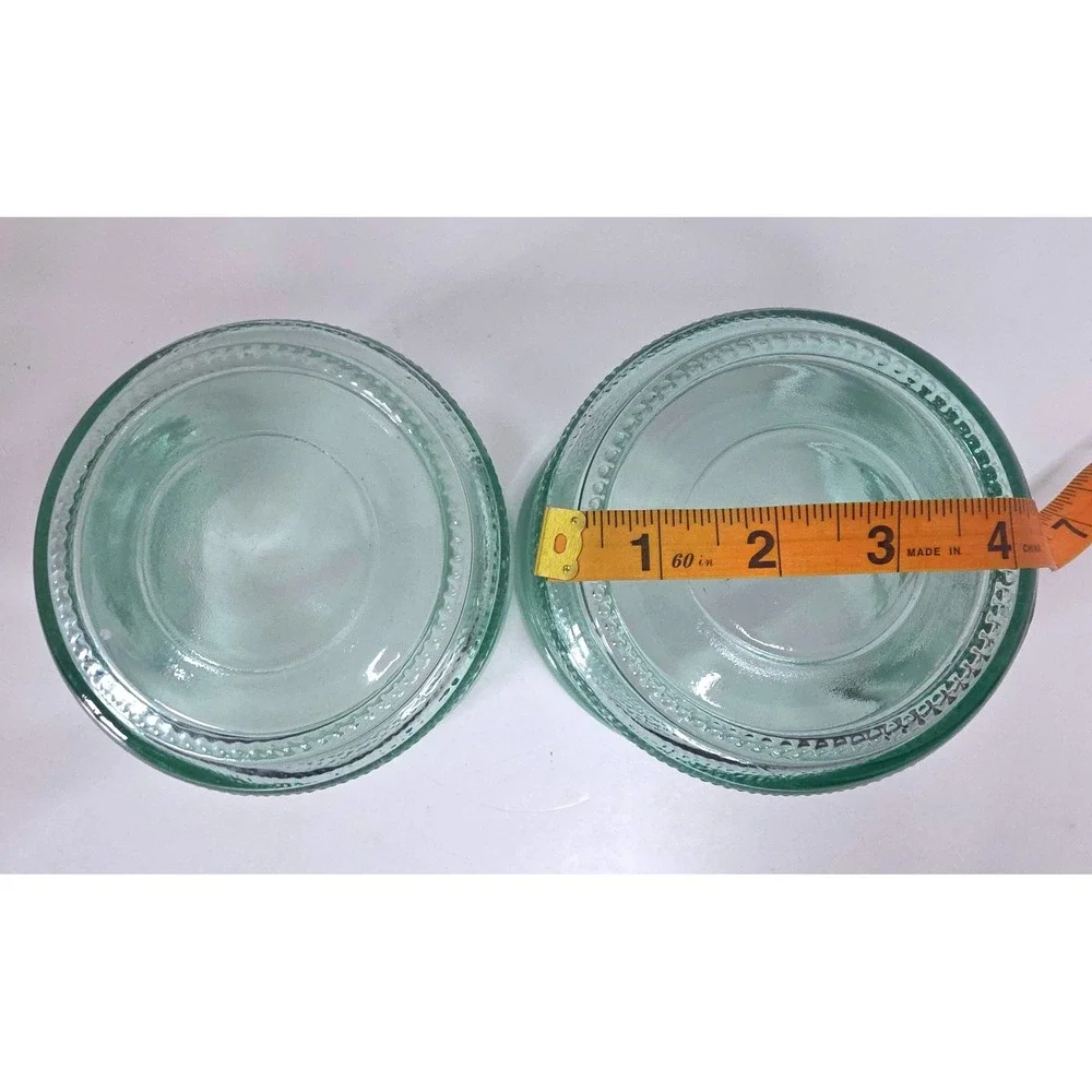 VTG Set of 2 Indiana Glass Green Textured 4